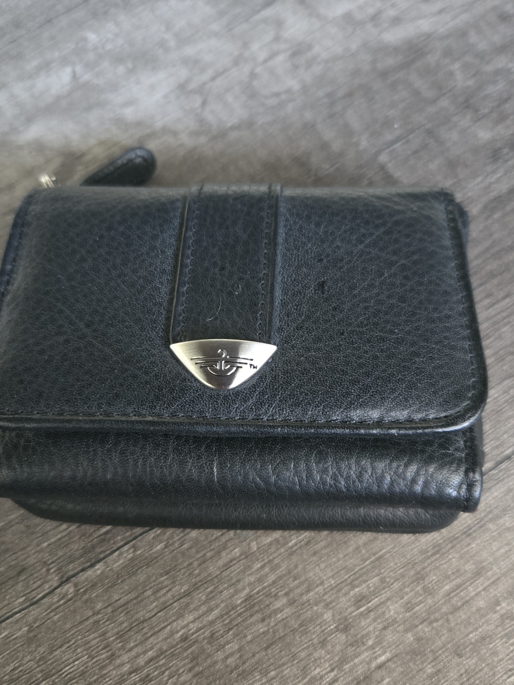 Vtg NOS Dockers Black Trifold Leather Wallet Card ID Slots 3.5" X 4.5" Snap Logo